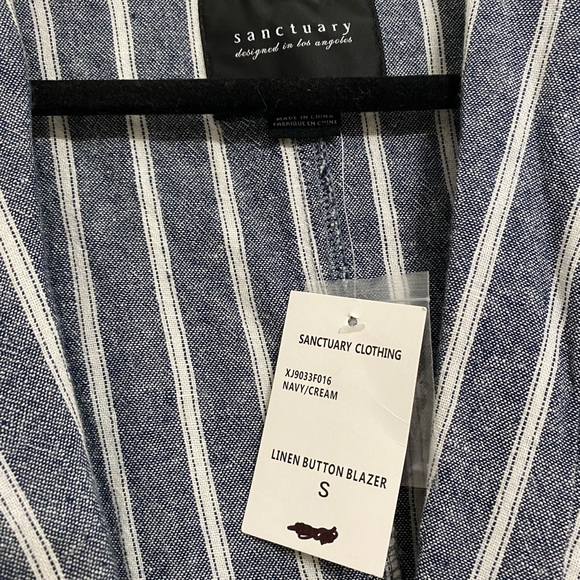 Sanctuary Linen Blend Blue Stripe Blazer Jacket Women's Size Small NWT - Picture 5 of 5